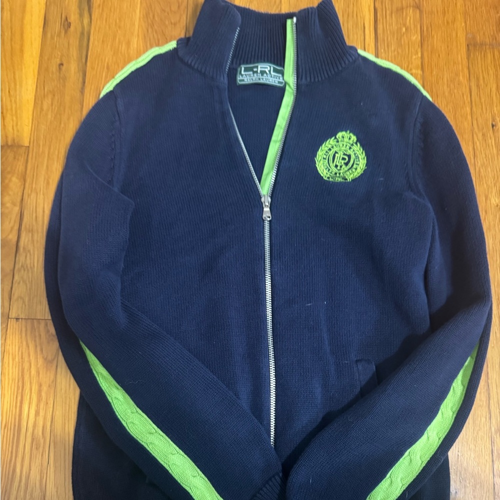 Ralph Lauren Navy and Lime Zip-Up Jacket